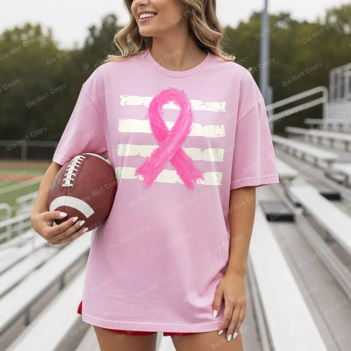 Painted Pink Ribbon Cream Stripes