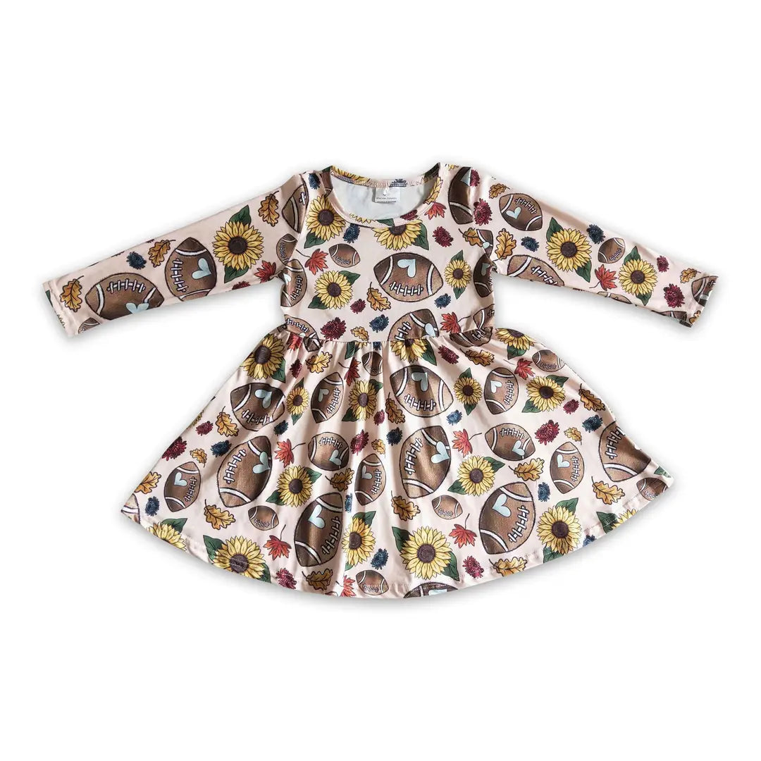 Football Sunflower Long Sleeve Dress
