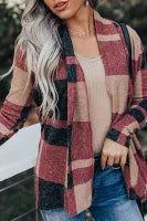 Maroon Plaid Cardigan