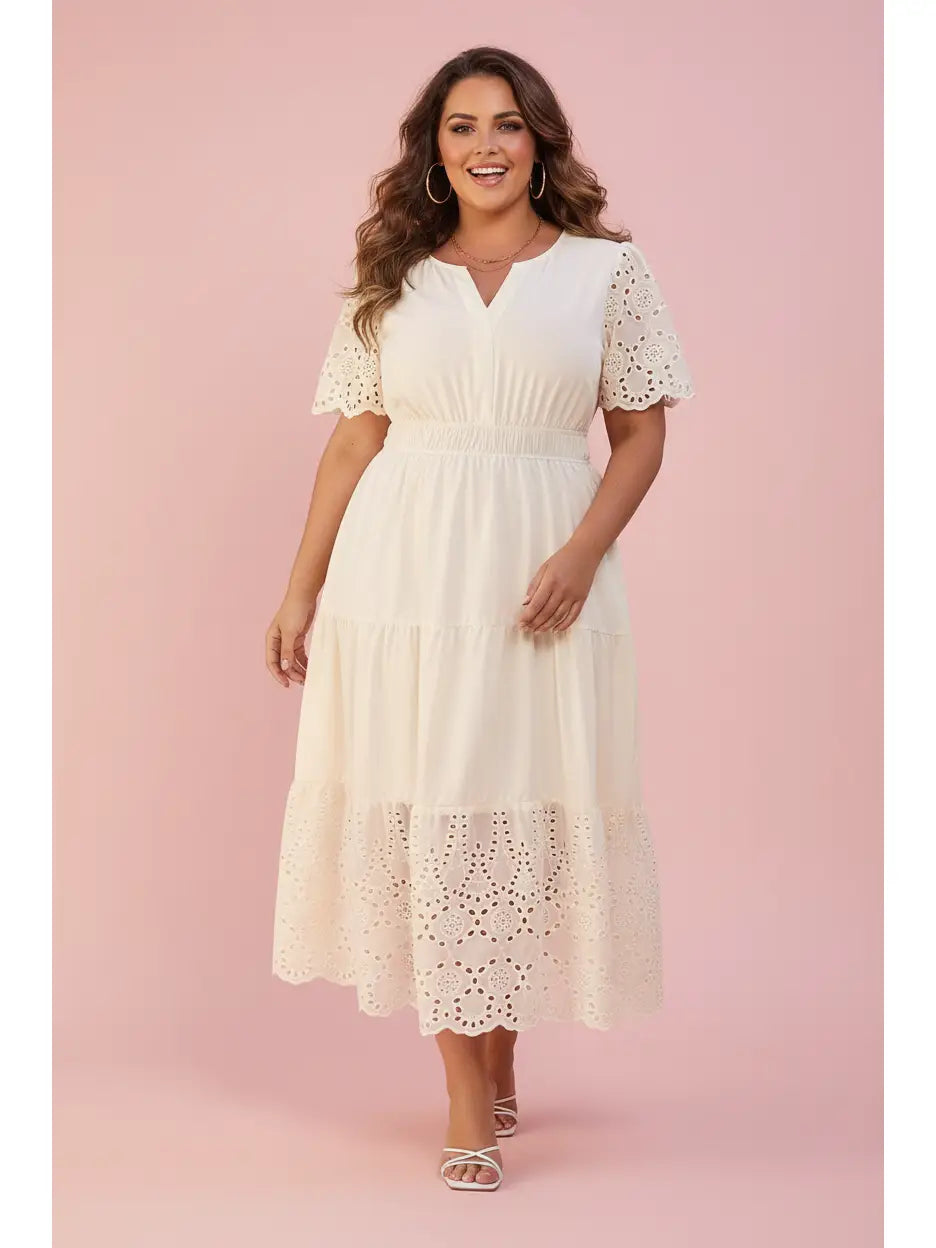 Embroidered Eyelet Maxi Dress