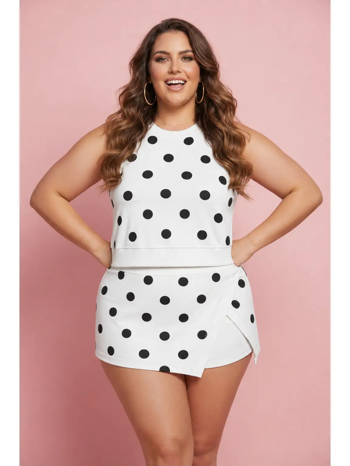 Polka Dot Tank & Split Skort Set