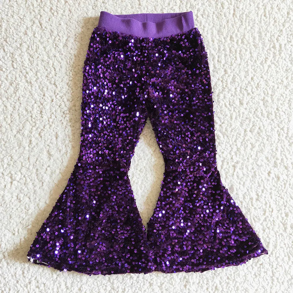 Sequin Bell Bottom Pants