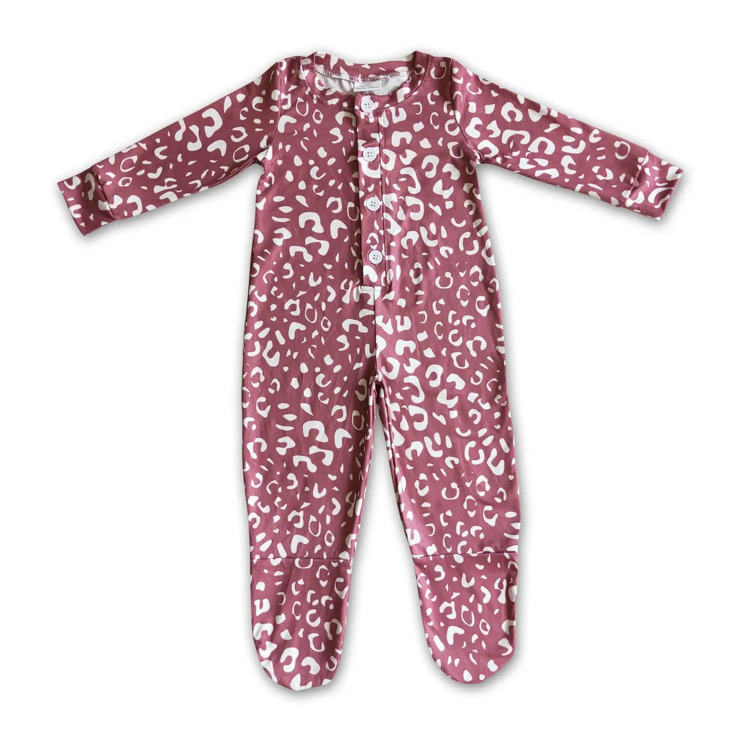 Mauve Leopard Footed Pajamas