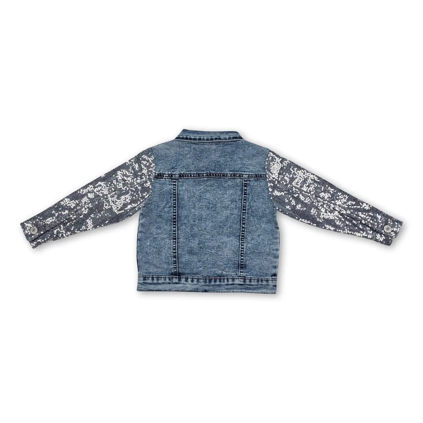 Silver Sequin Denim Jacket