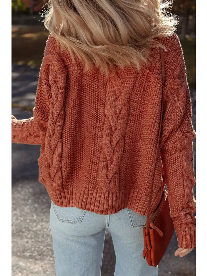 Textured Chunky Knit Long Sleeve Sweater