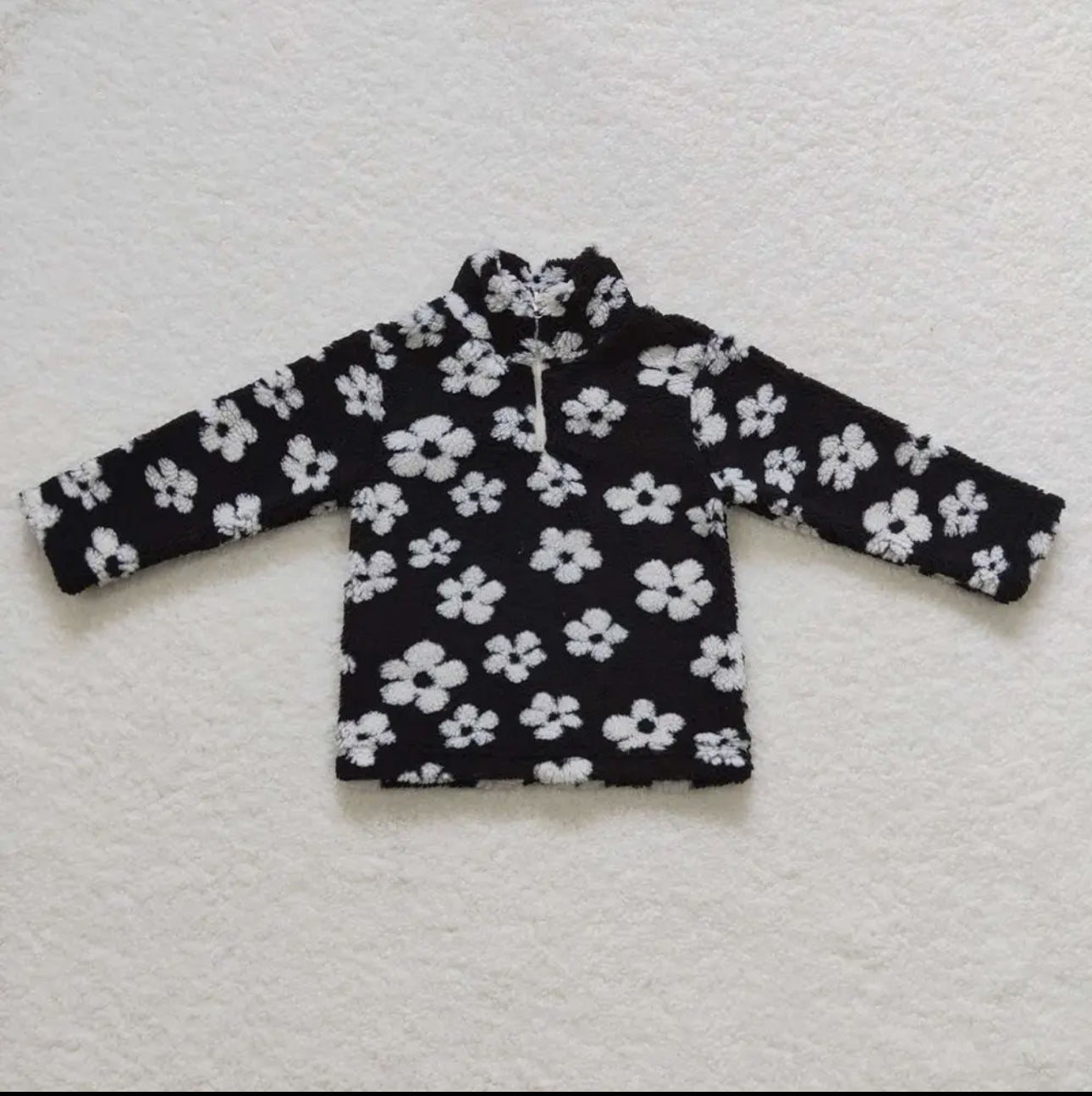 Black Floral 3/4 Zip Sweatshirt