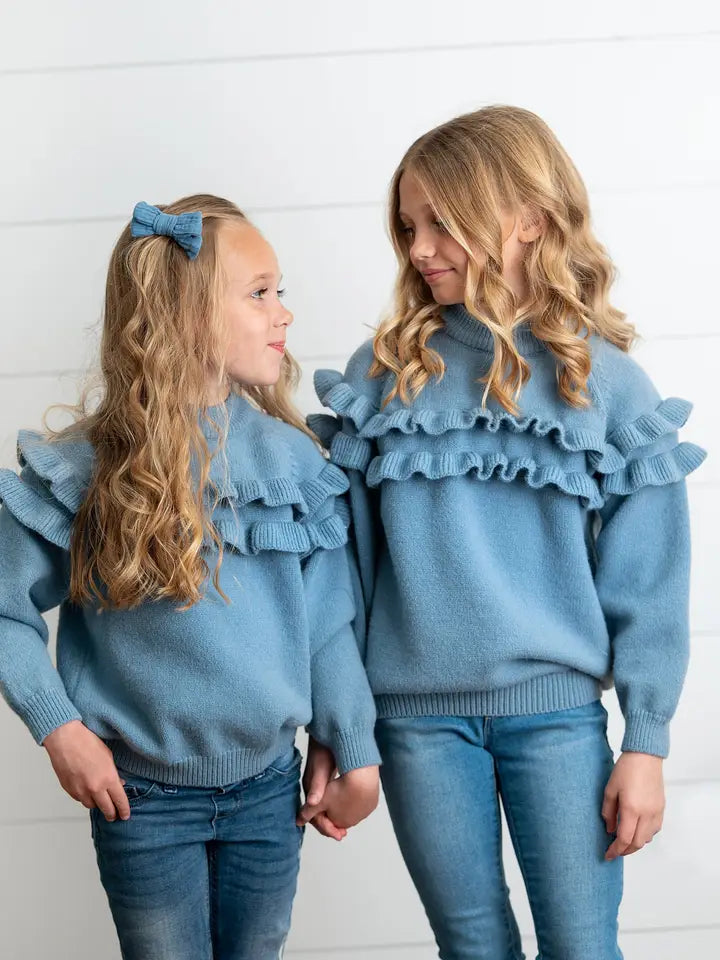 Double Ruffle Crew Neck