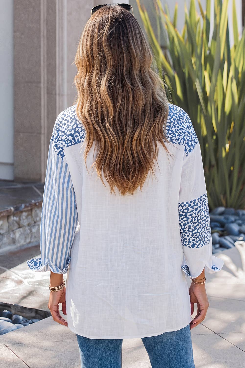 Leopard Striped Button-Up Shirt