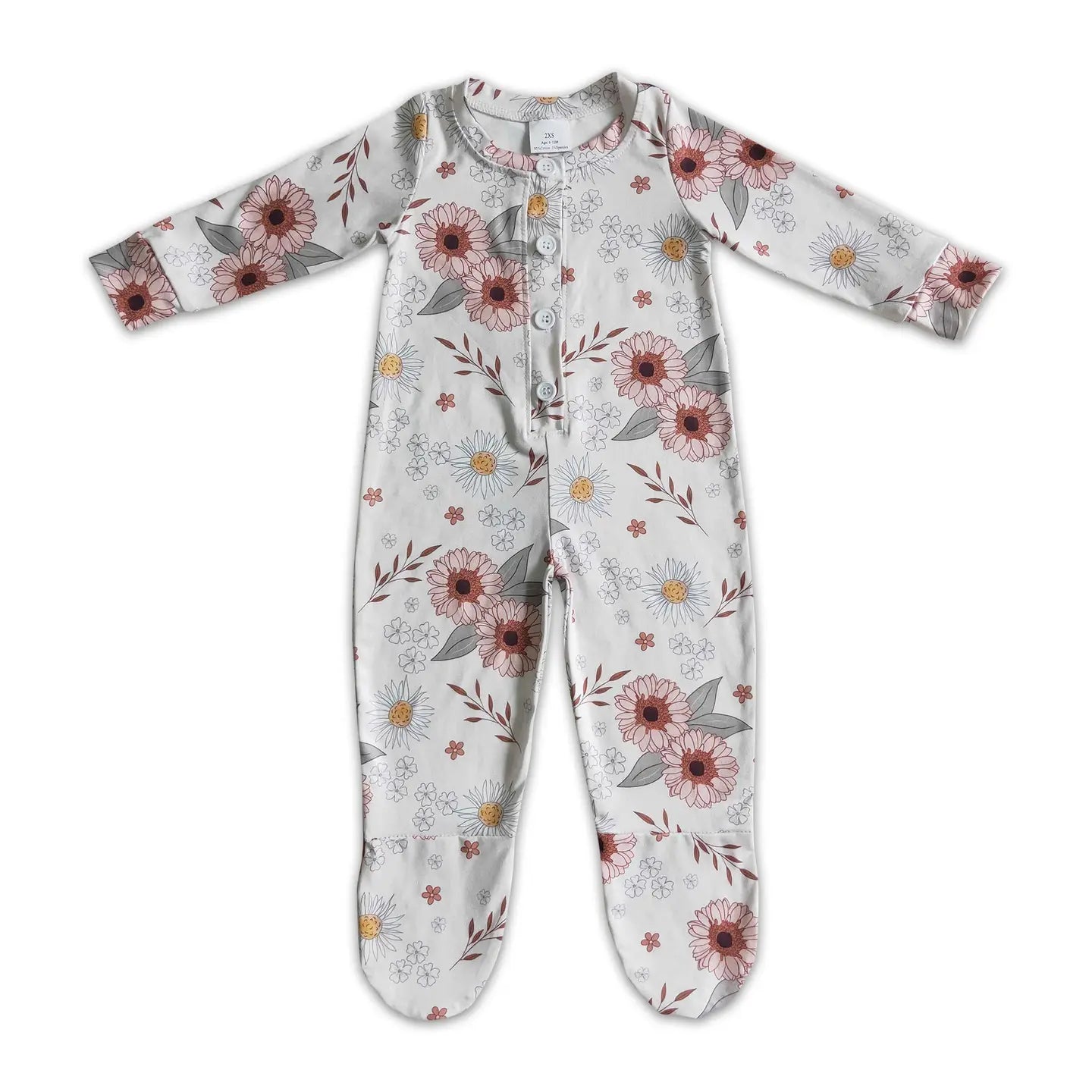 Pink Floral Footed Pajamas