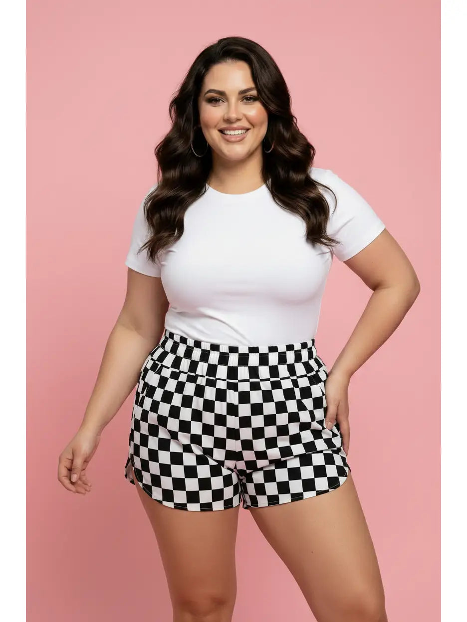 Checkered Athleisure Shorts