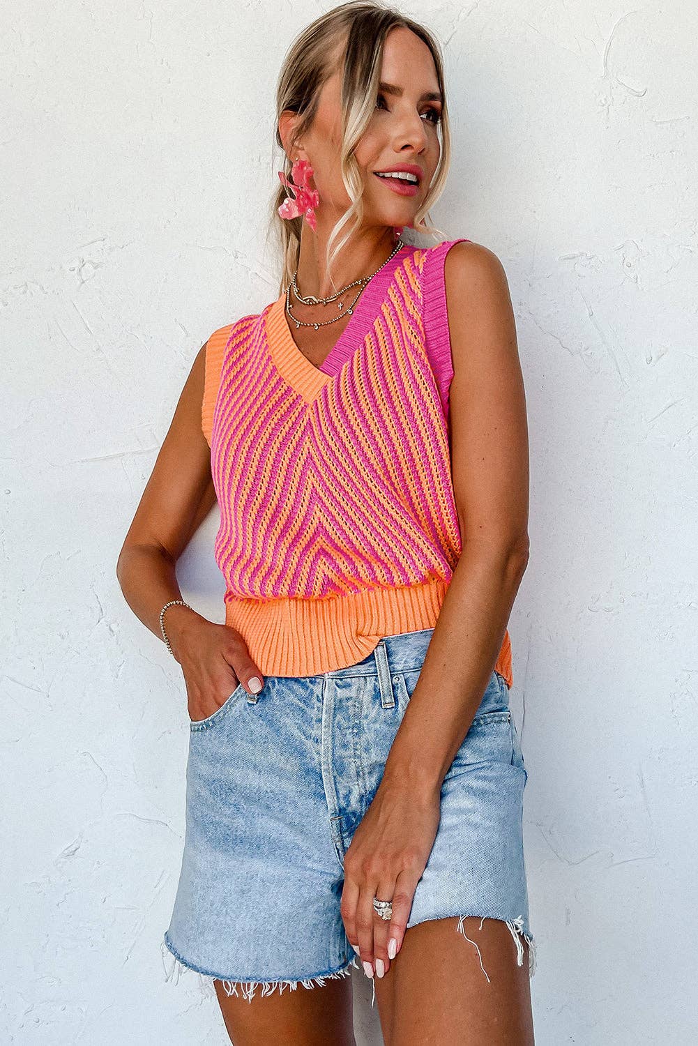 Knit V Neck Sweater Vest