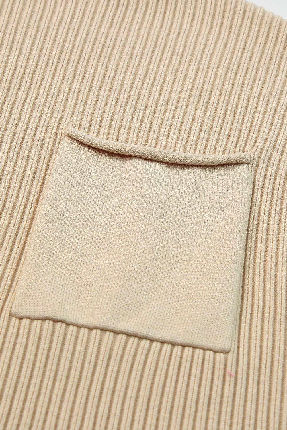 Patch Pocket Ribbed Knit Drop Shoulder Sweater Top