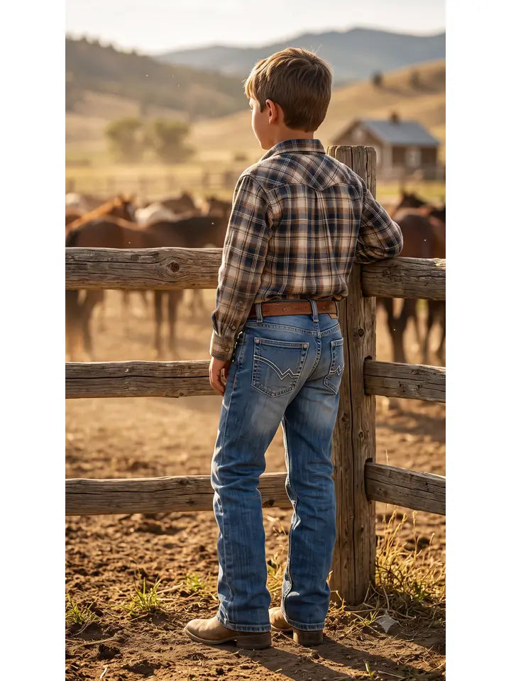 Boys Mid-Rise Straight Jeans MedWash
