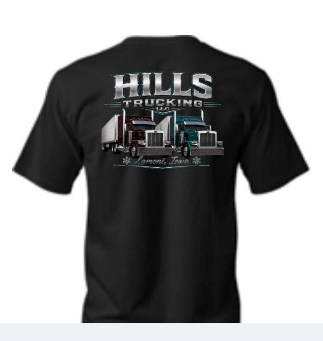 Hills Trucking Shirts Front and Back
