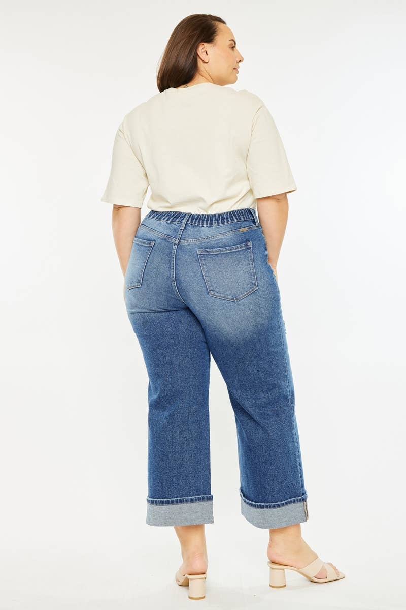 HIGH RISE CROPPED WIDE LEG JEANS