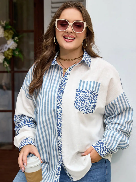 Leopard Striped Button-Up Shirt