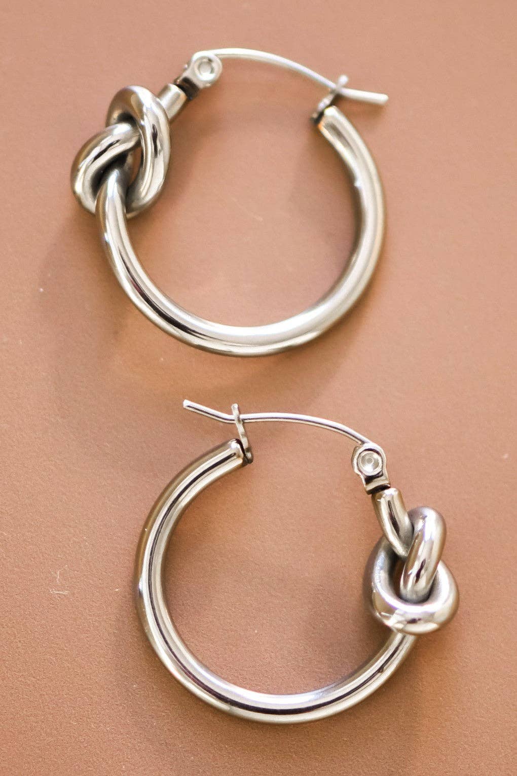 Steel Knot Hoop Earrings