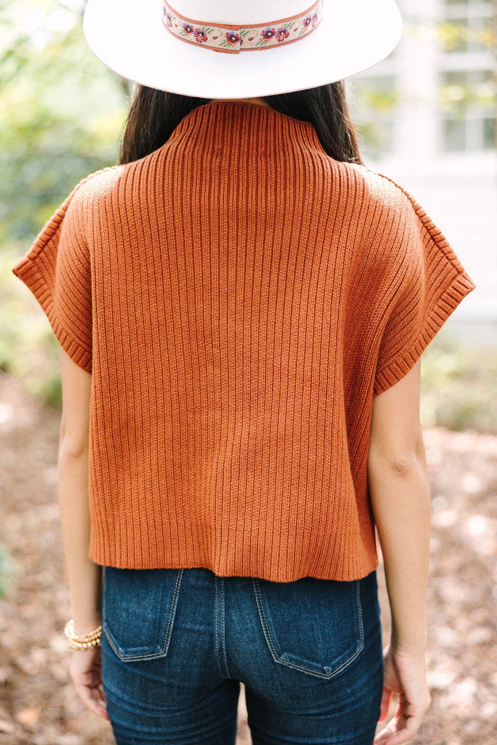 Patch Pocket Ribbed Knit Drop Shoulder Sweater Top
