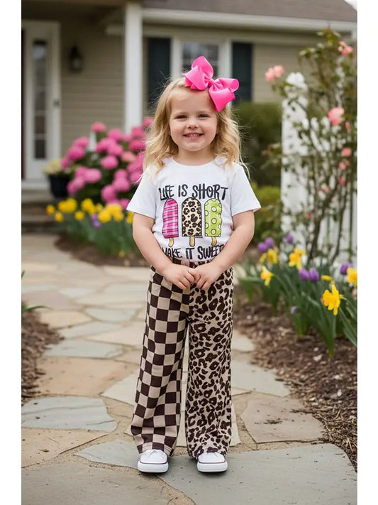 Brown Checkered and Leopard Pants