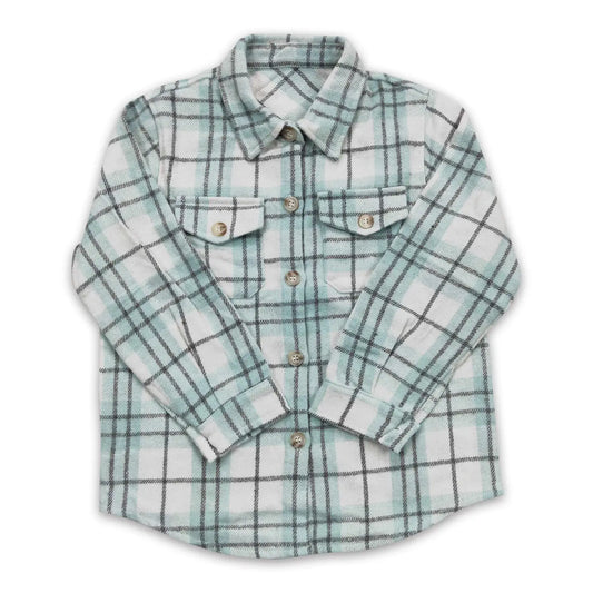 Green Plaid Flannel Button Up Shirt