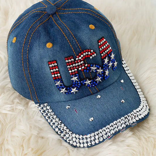 USA Rhinestone Hat