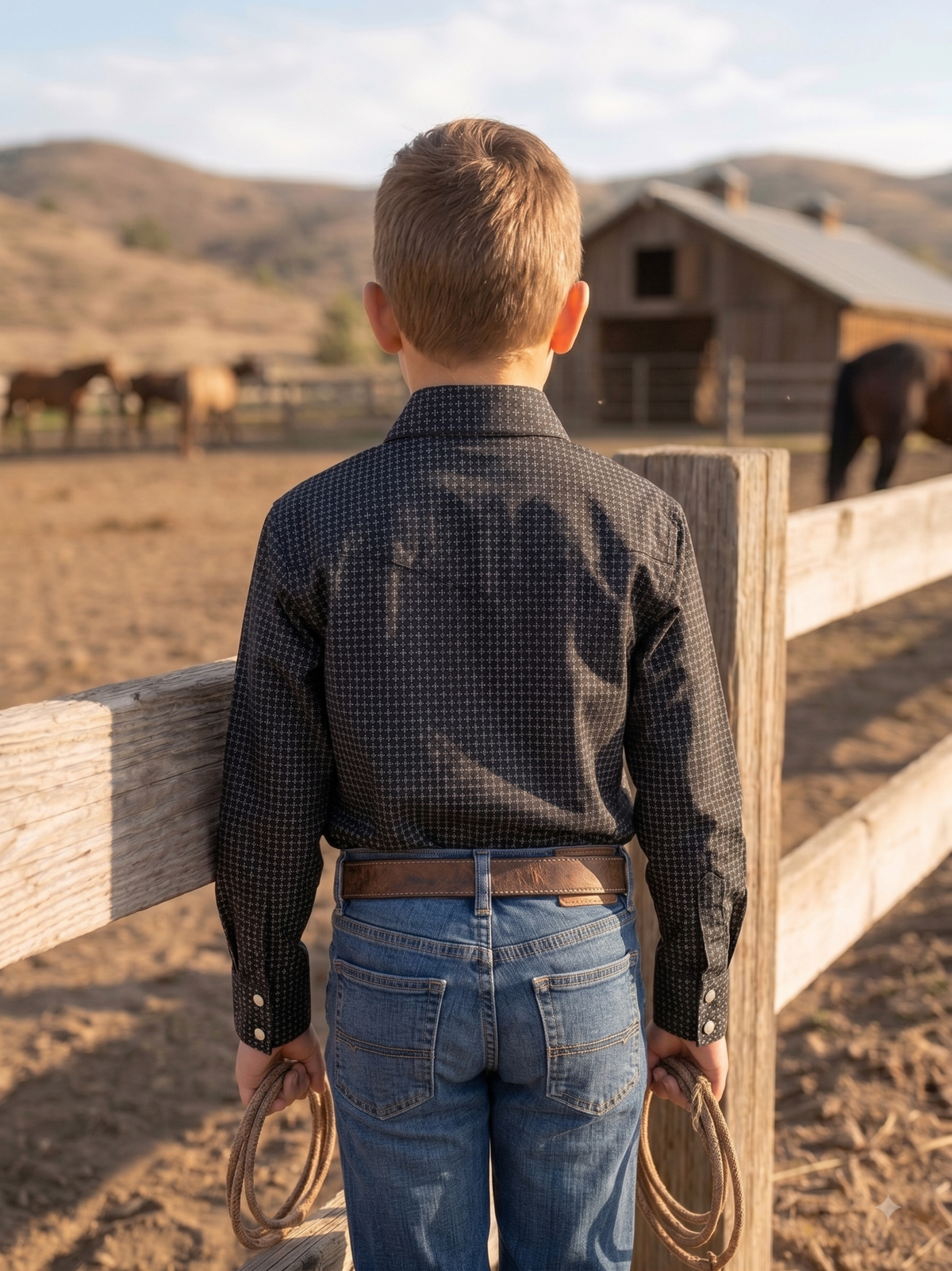 Black Western Snap Shirt with Stretch