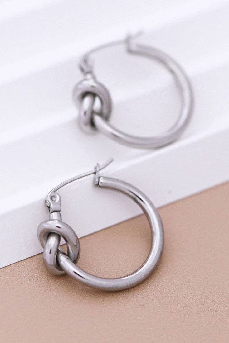 Steel Knot Hoop Earrings