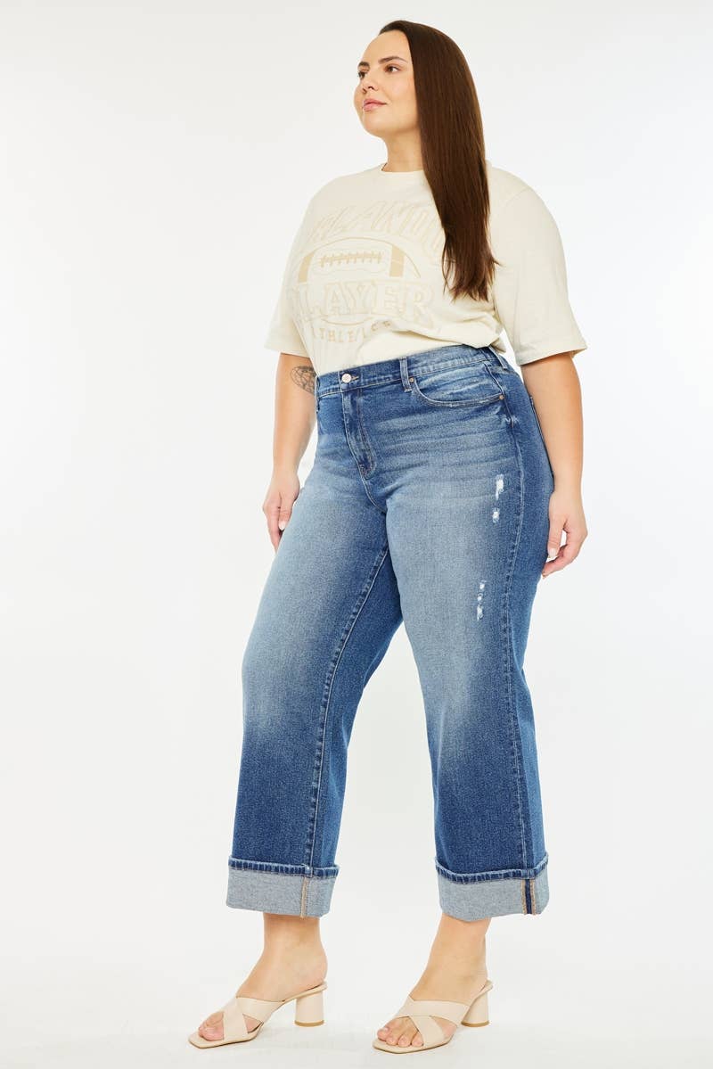 HIGH RISE CROPPED WIDE LEG JEANS
