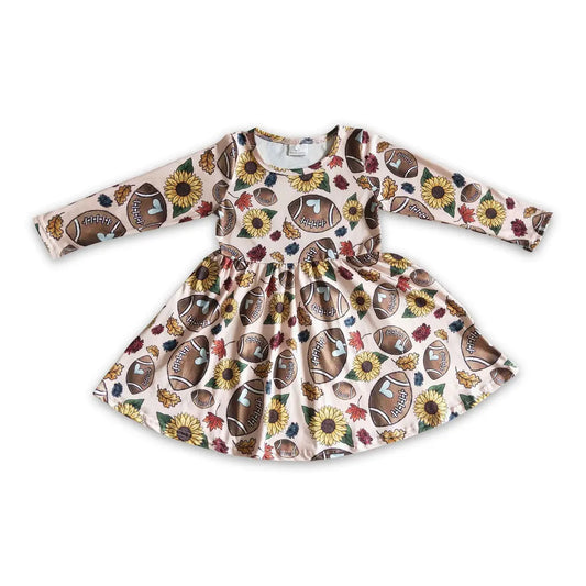 Football Sunflower Long Sleeve Dress