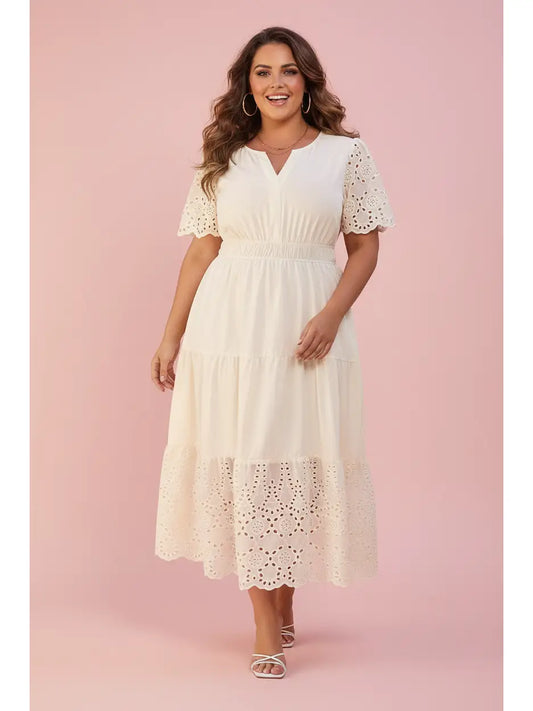 Embroidered Eyelet Maxi Dress