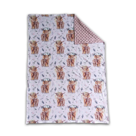 Pink Highland Cow Blanket
