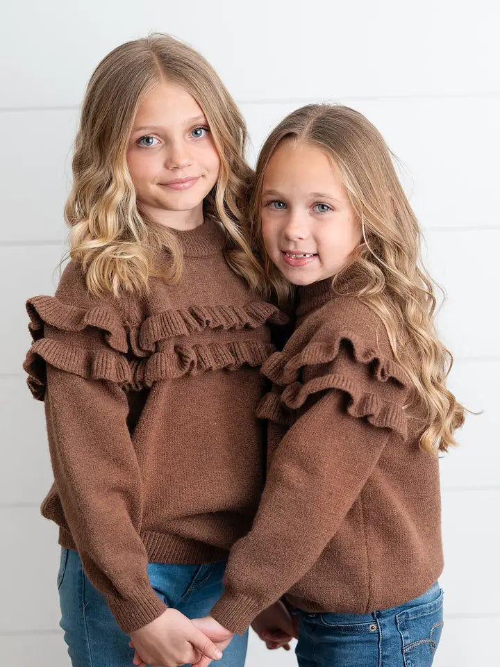 Double Ruffle Crew Neck