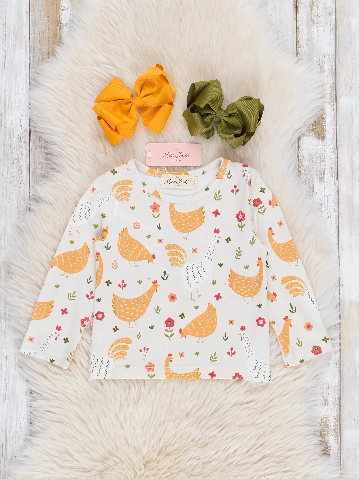 Olive Corduroy Chickens Skirtall Set