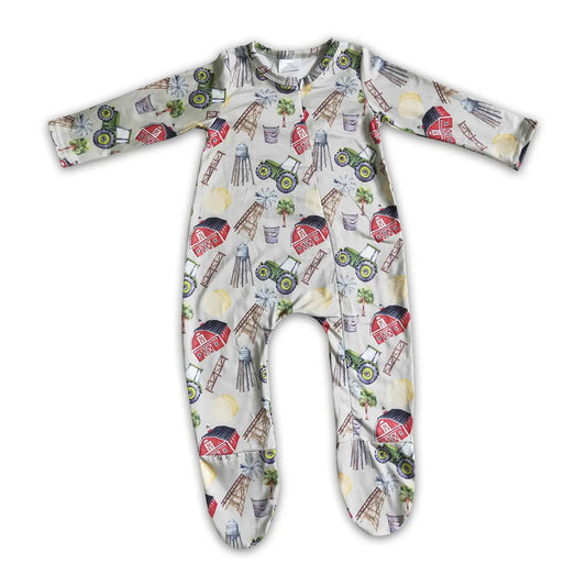 Footed Farm Tractor Pajamas