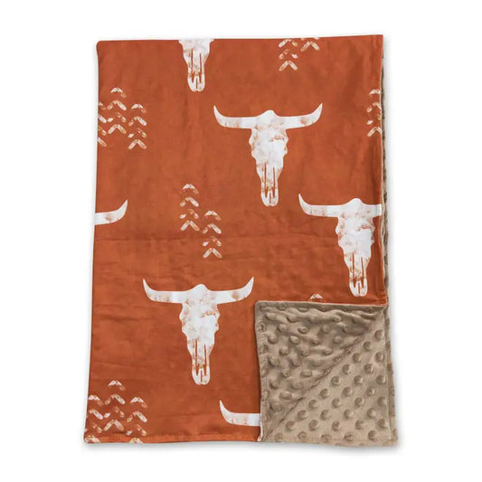 Rust Bull Skull Blanket