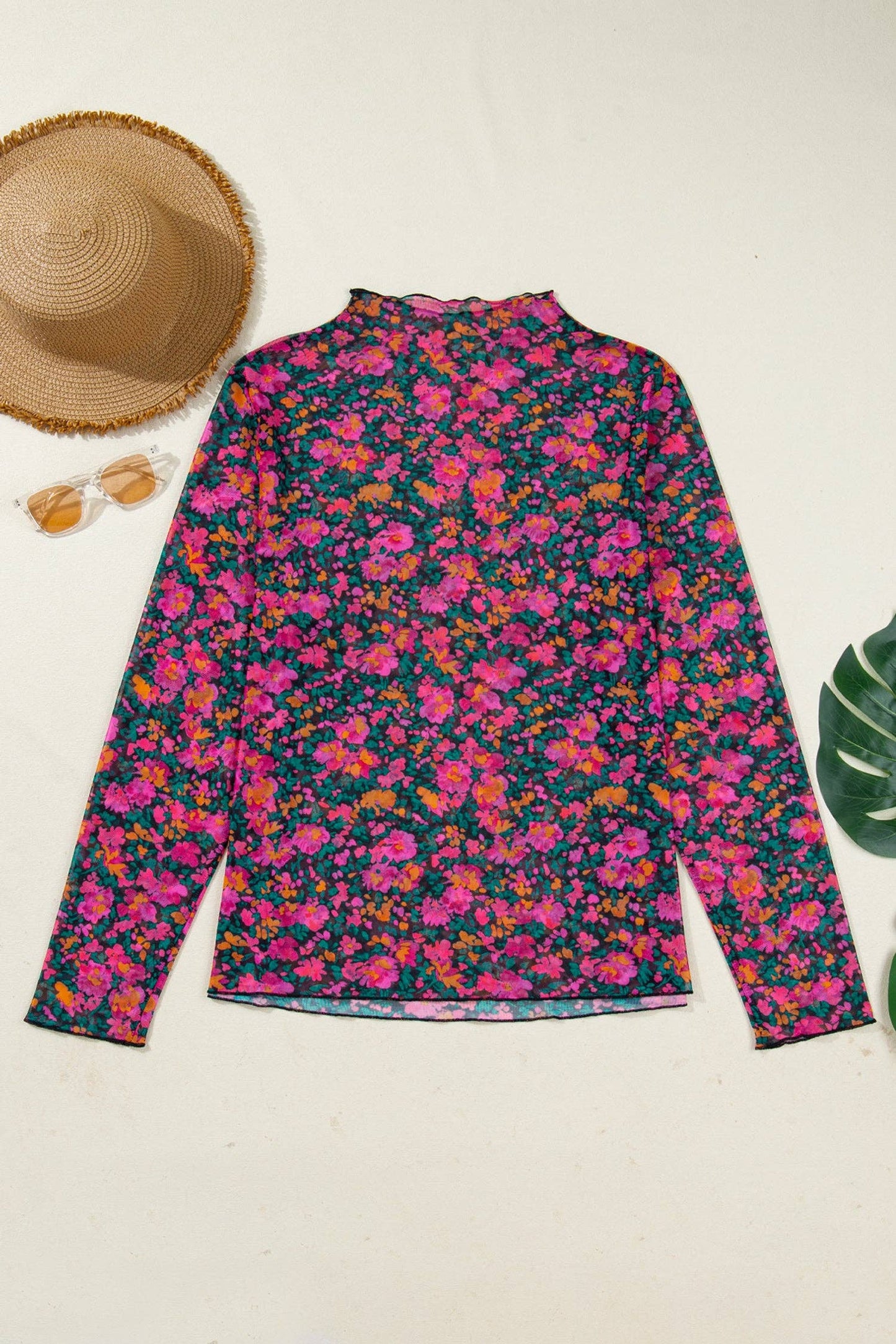 Floral Mesh Long Sleeve Top