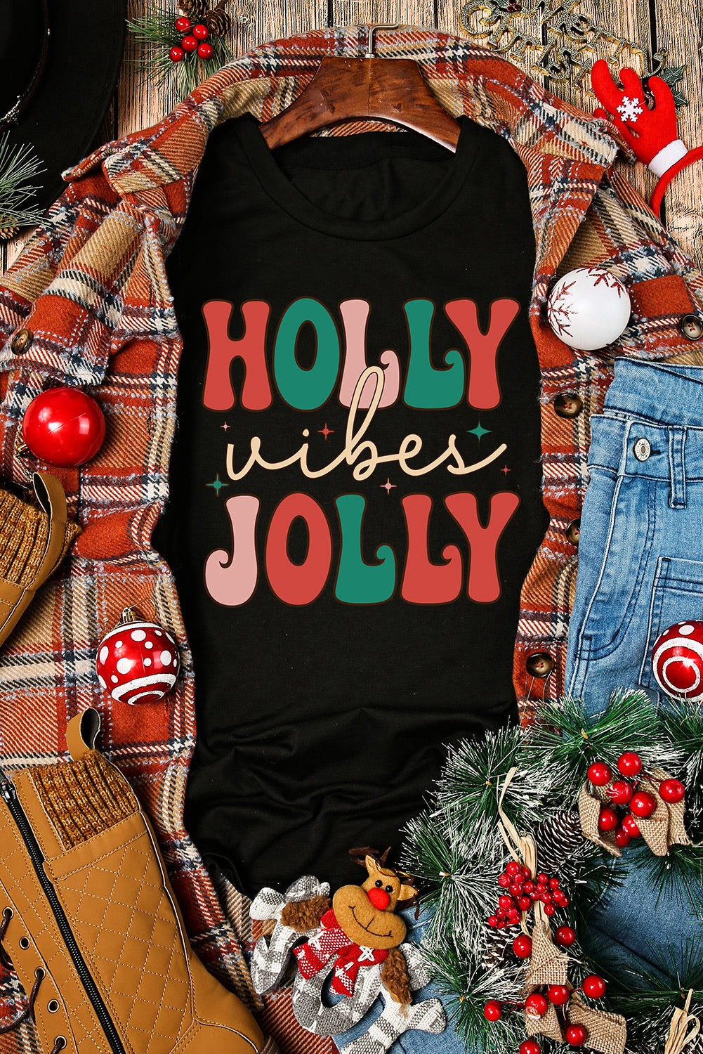 Holly Jolly Vibes Graphic T-Shirt