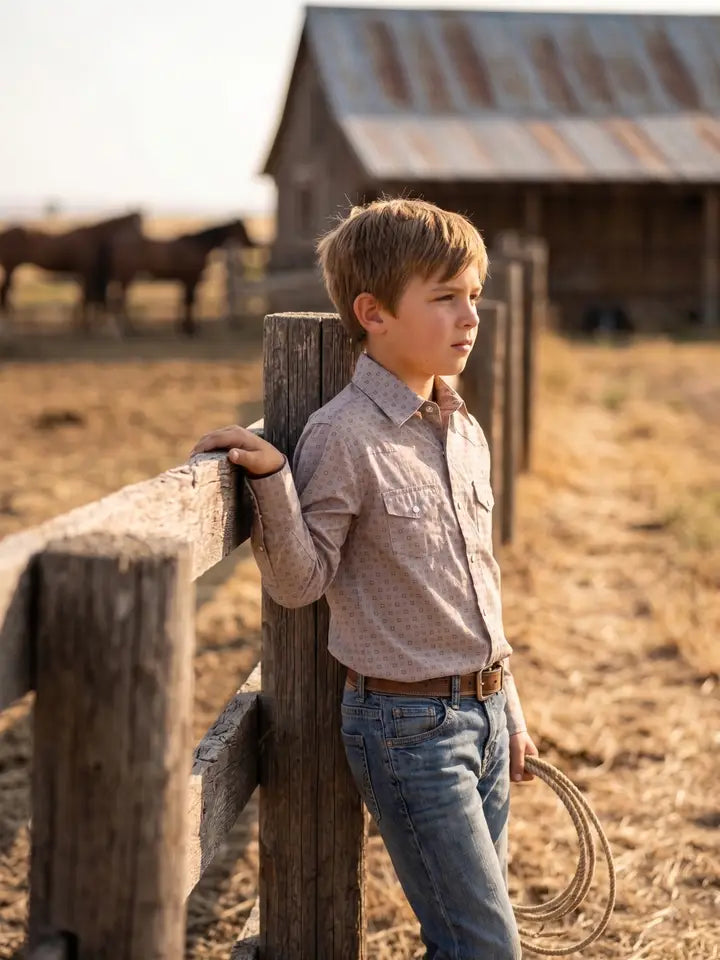 Boys' Pearl Snap Long Sleeve Shirt