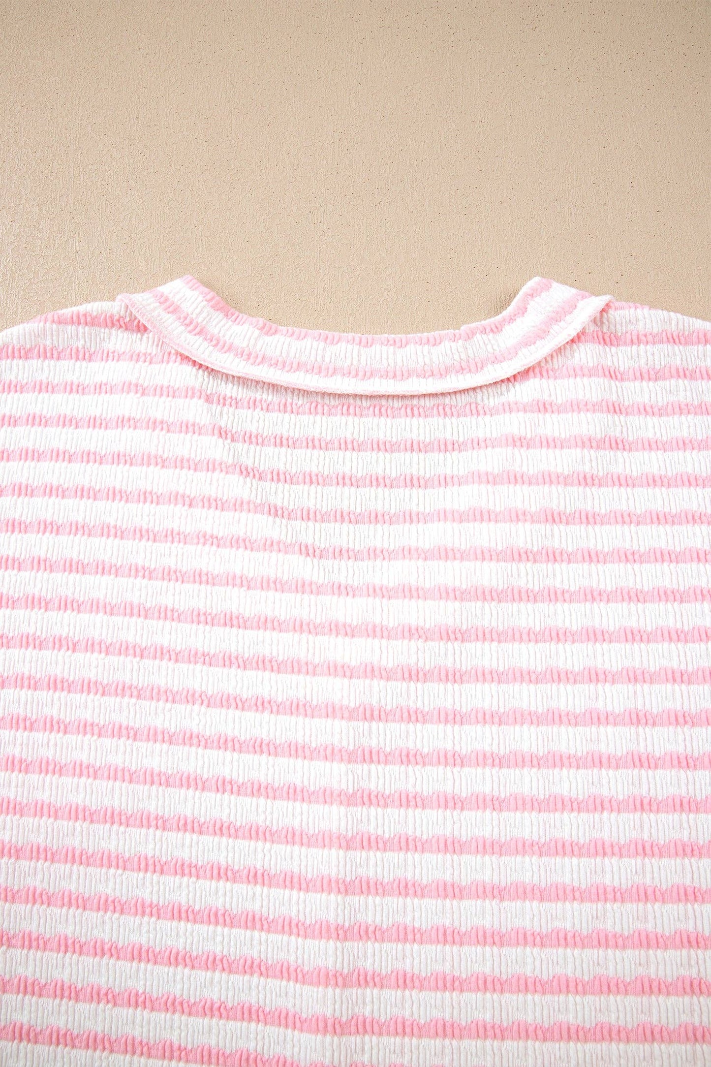 Pink Stripe Plus Size V Neck