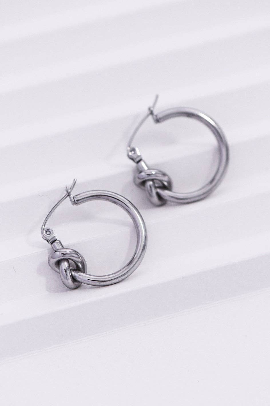 Steel Knot Hoop Earrings
