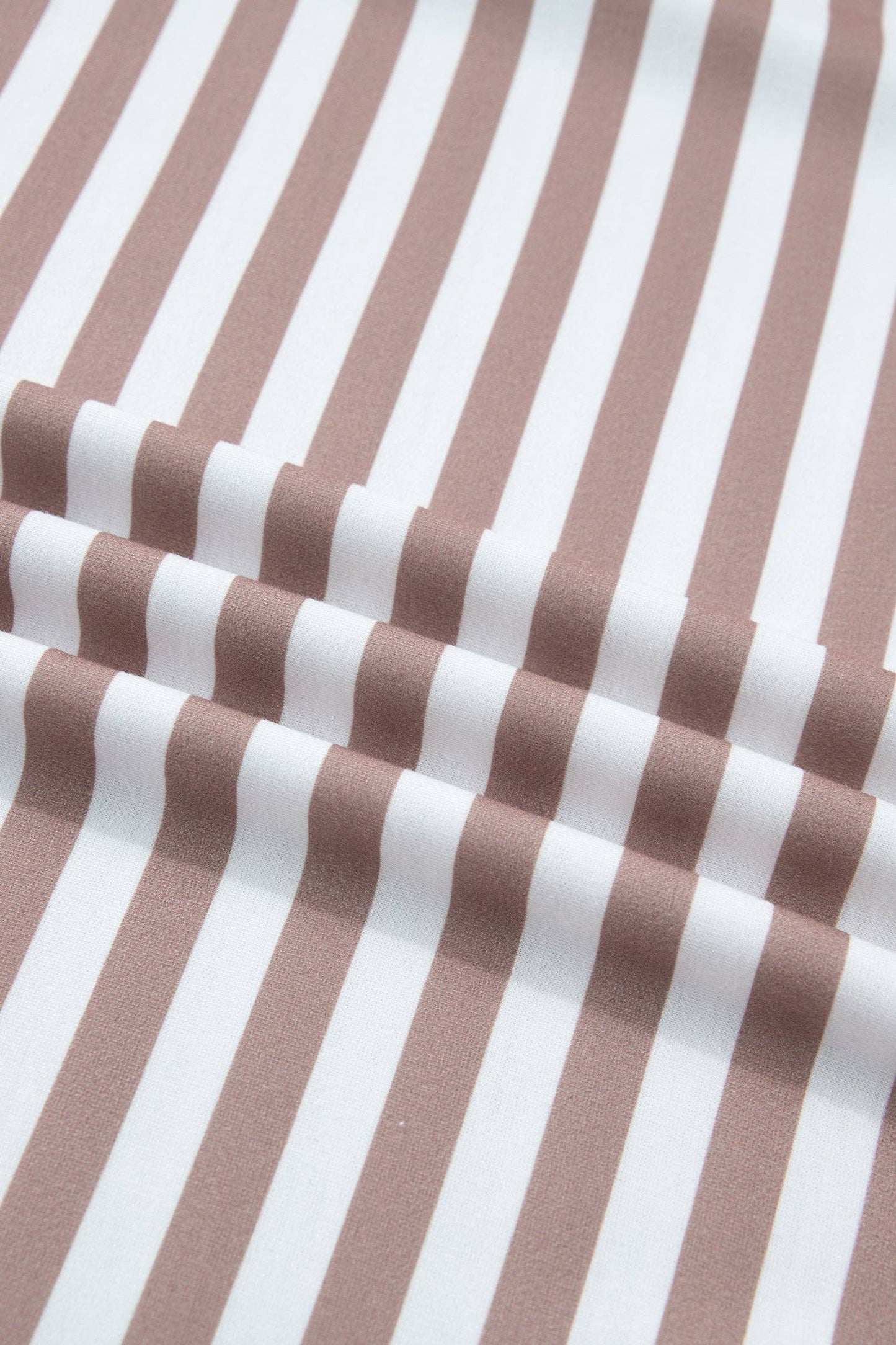 Stripe Ribbed Round Neck Short Puff Sleeve