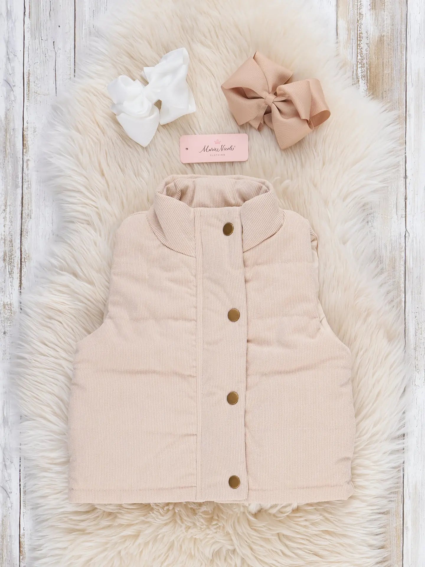 Beige Corduroy Puffer Vest