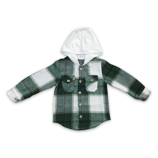 Green Plaid Flannel W/ Hoodie