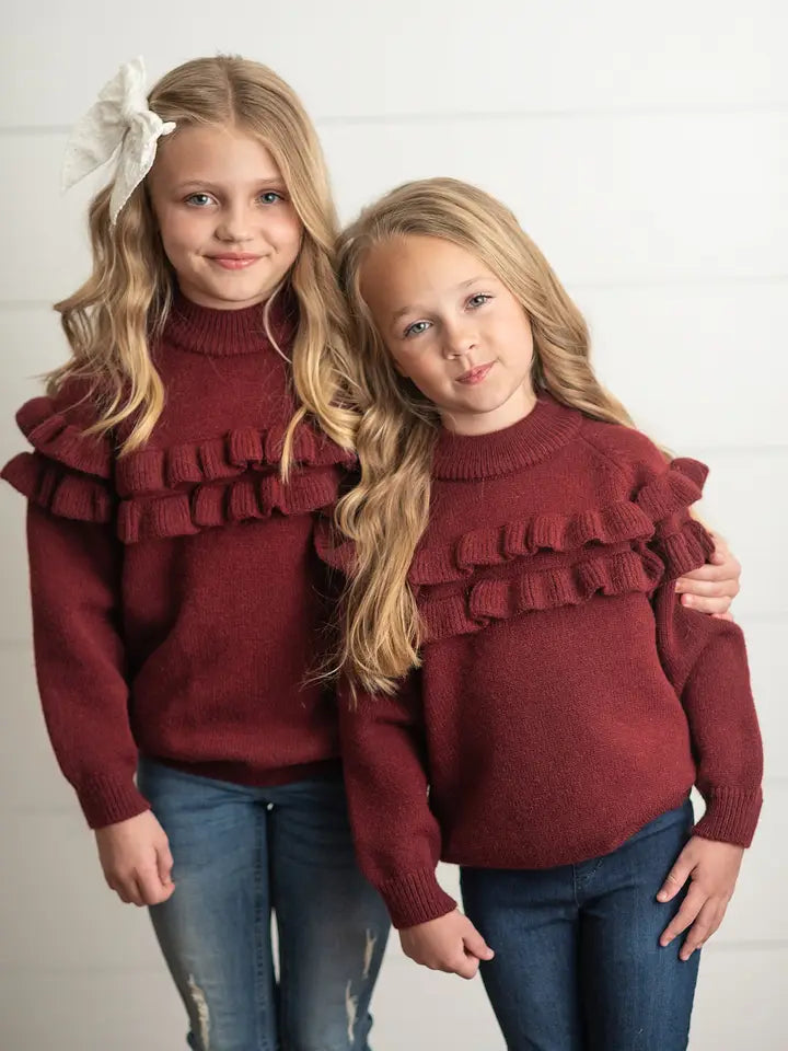 Double Ruffle Crew Neck