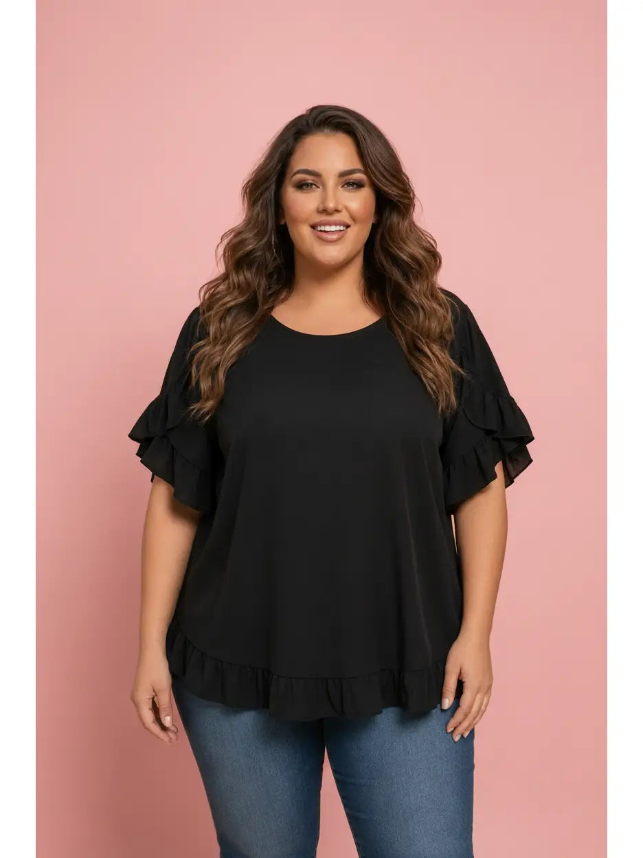Ruffle Trim Petal Sleeve