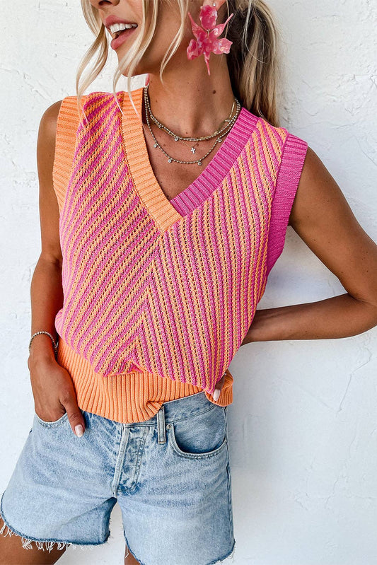 Knit V Neck Sweater Vest