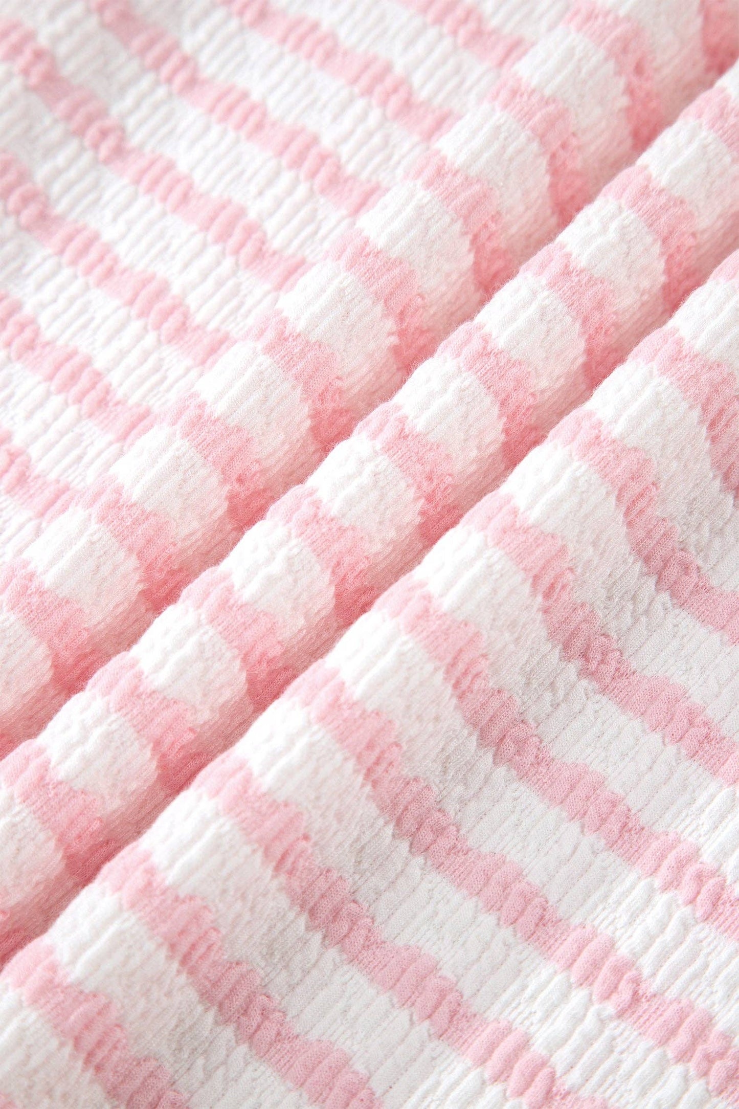 Pink Stripe Plus Size V Neck