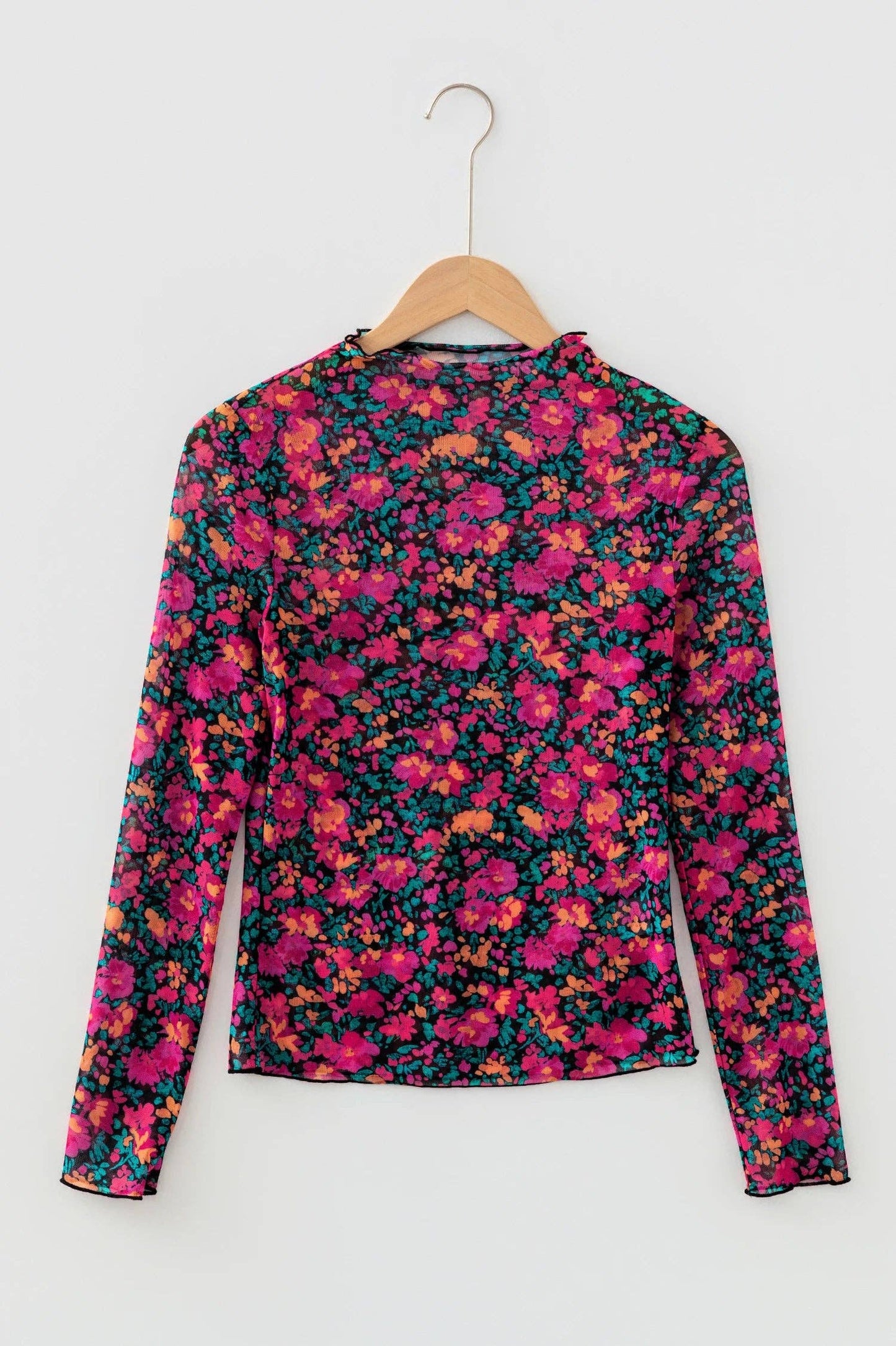 Mesh Floral Long Sleeve Top