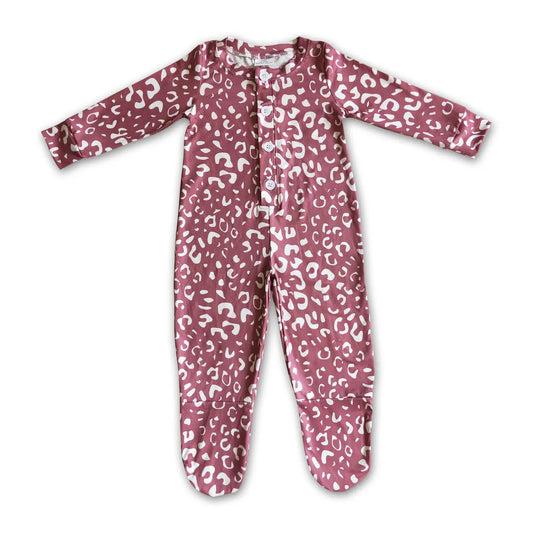 Mauve Leopard Footed Pajamas