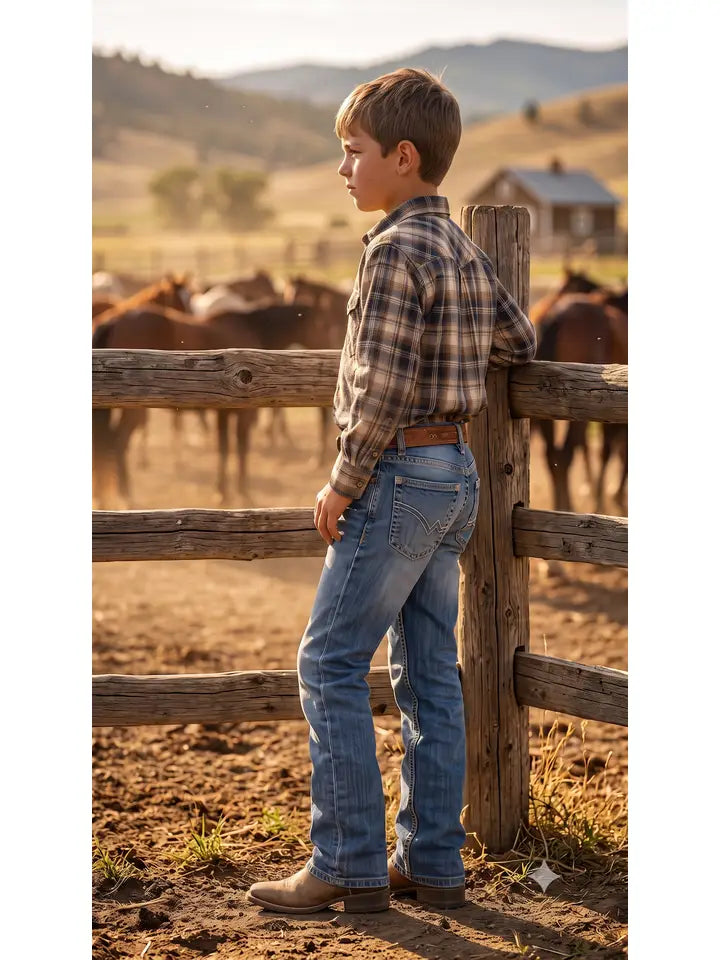 Boys Mid-Rise Straight Jeans MedWash